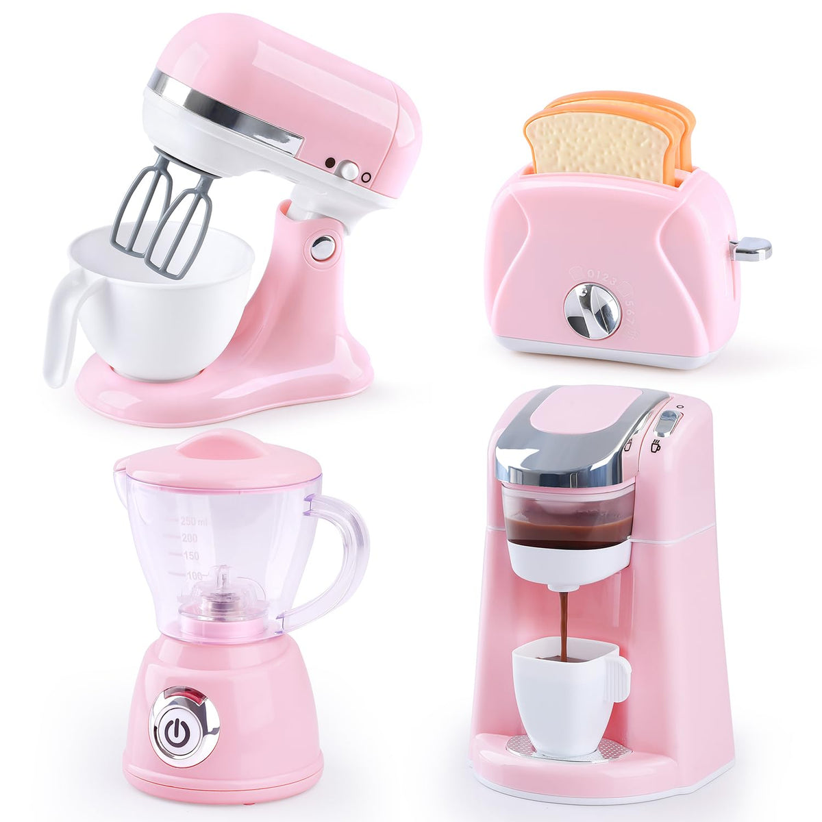 Kids Toy Kitchen Sets Play Kitchen Accessories for Kids Ages 4-8 3-5 Kitchen Appliance Toys Blender Coffee Maker Machine Mixer Toaster Pretend Play Toys for 4 Year Old Girls Toddlers 3-5