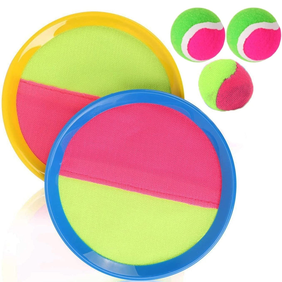 Classic Toss and Catch Sports Kids Toy Paddle Game Set with 2 Paddles 2 Sticky Balls & Bean Bag Ball